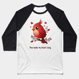 Lovey-Dovey Red Cardinal Love Baseball T-Shirt